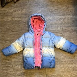 Snozu Kids Puffer Jacket - Light Blue, White, Coral